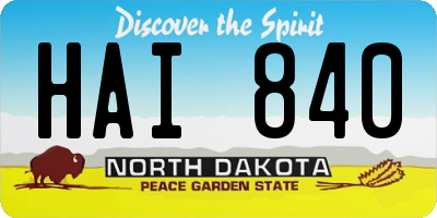 ND license plate HAI840