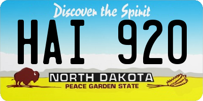 ND license plate HAI920