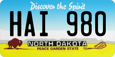 ND license plate HAI980