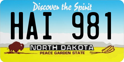 ND license plate HAI981