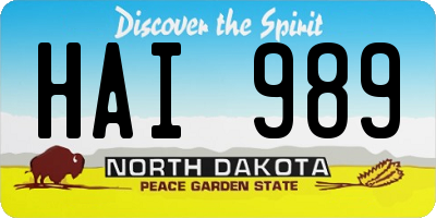 ND license plate HAI989