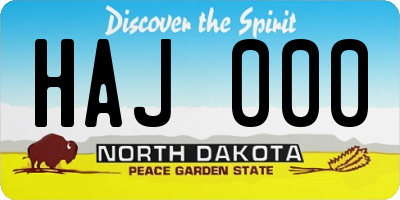 ND license plate HAJ000