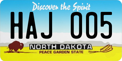 ND license plate HAJ005