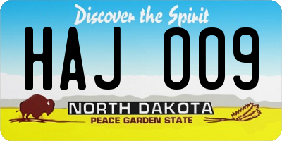 ND license plate HAJ009