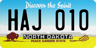 ND license plate HAJ010