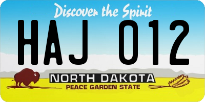 ND license plate HAJ012