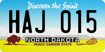 ND license plate HAJ015