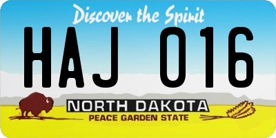 ND license plate HAJ016