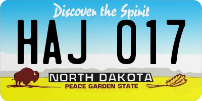 ND license plate HAJ017