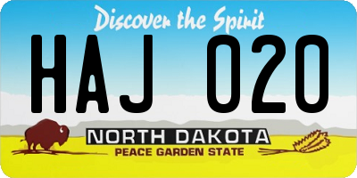ND license plate HAJ020