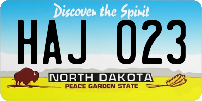 ND license plate HAJ023