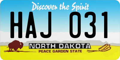 ND license plate HAJ031