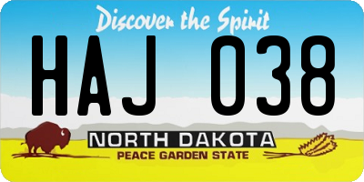 ND license plate HAJ038