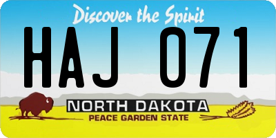 ND license plate HAJ071