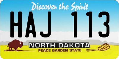 ND license plate HAJ113