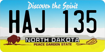 ND license plate HAJ135