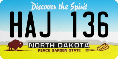 ND license plate HAJ136