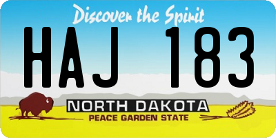 ND license plate HAJ183