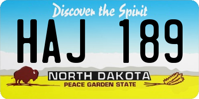 ND license plate HAJ189