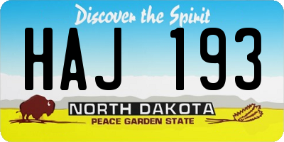 ND license plate HAJ193