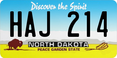 ND license plate HAJ214