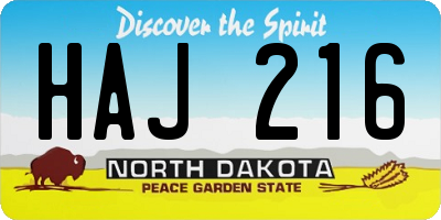 ND license plate HAJ216