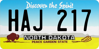 ND license plate HAJ217