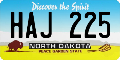 ND license plate HAJ225