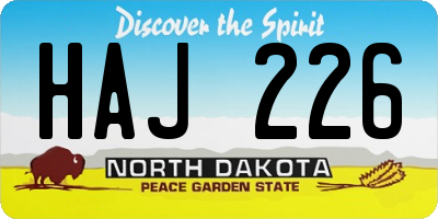 ND license plate HAJ226