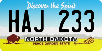 ND license plate HAJ233