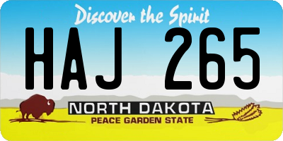 ND license plate HAJ265