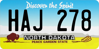 ND license plate HAJ278