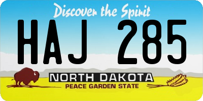 ND license plate HAJ285