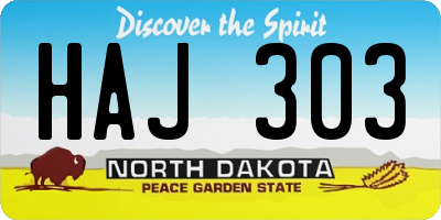 ND license plate HAJ303