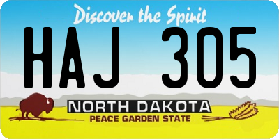 ND license plate HAJ305