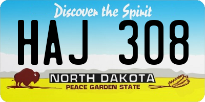 ND license plate HAJ308