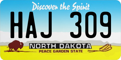 ND license plate HAJ309