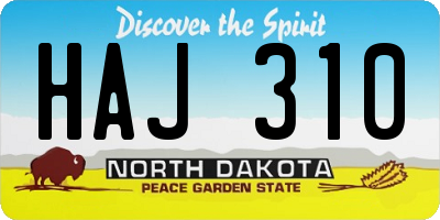 ND license plate HAJ310