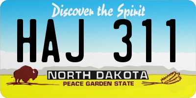 ND license plate HAJ311