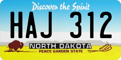 ND license plate HAJ312