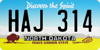 ND license plate HAJ314