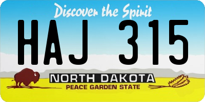 ND license plate HAJ315