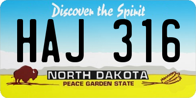 ND license plate HAJ316