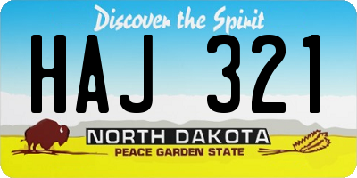 ND license plate HAJ321