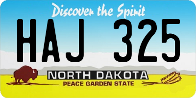 ND license plate HAJ325