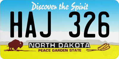 ND license plate HAJ326