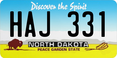 ND license plate HAJ331