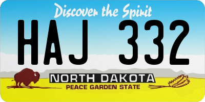 ND license plate HAJ332