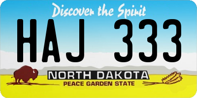 ND license plate HAJ333