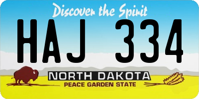 ND license plate HAJ334